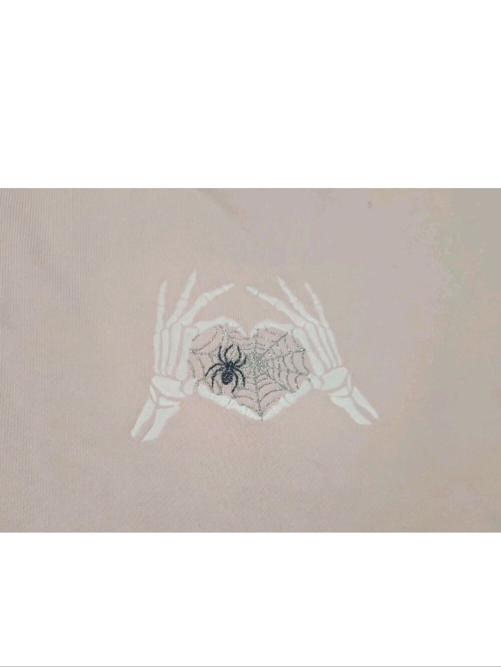 L Goth Spider Skeleton Heart Pink Pullover Sweatshirt Sweater Top Halloween